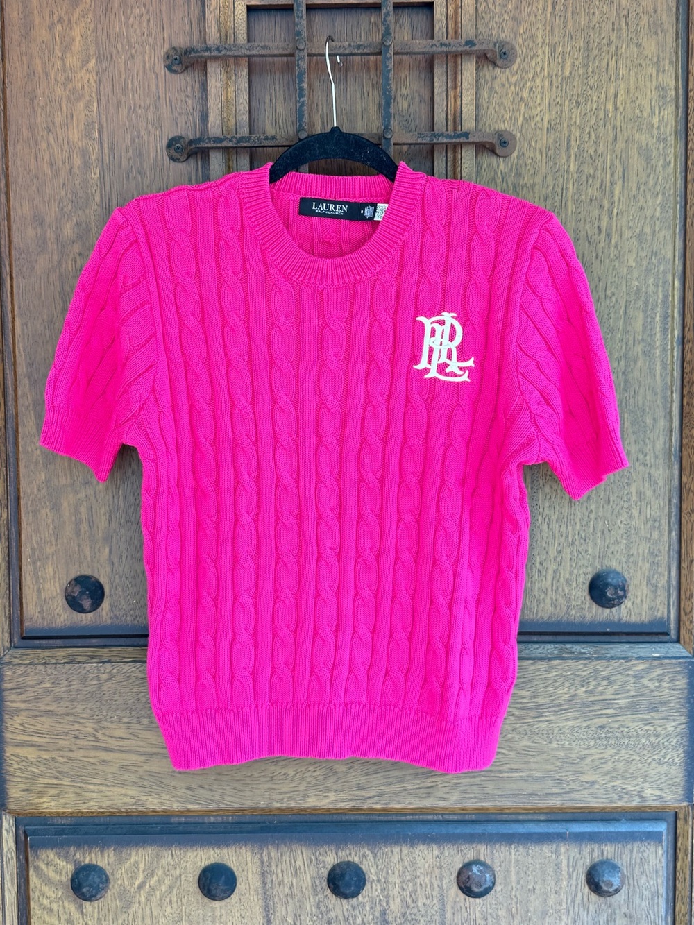 Lauren Ralph Lauren fuchsia Cable-Knit Crewneck Sweater Size S